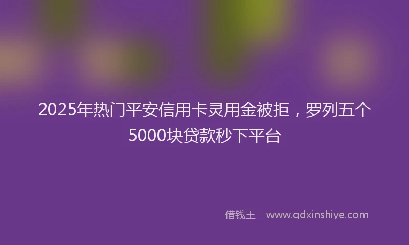 2025年热门平安信用卡灵用金被拒，罗列五个5000块贷款秒下平台
