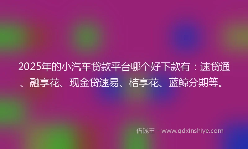 2025年的小汽车贷款平台哪个好下款有：速贷通、融享花、现金贷速易、桔享花、蓝鲸分期等。