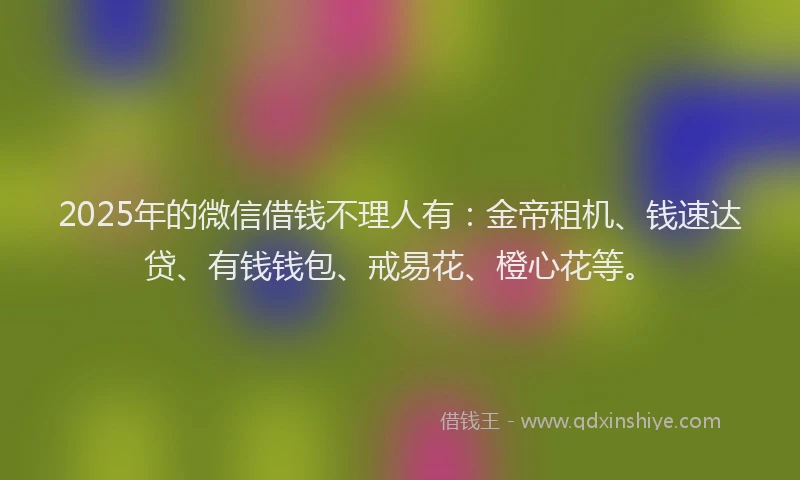 2025年的微信借钱不理人有：金帝租机、钱速达贷、有钱钱包、戒易花、橙心花等。