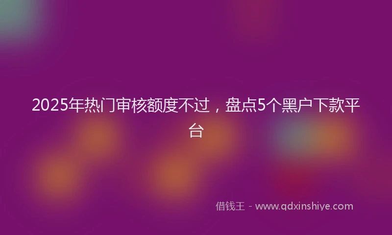 2025年热门审核额度不过，盘点5个黑户下款平台