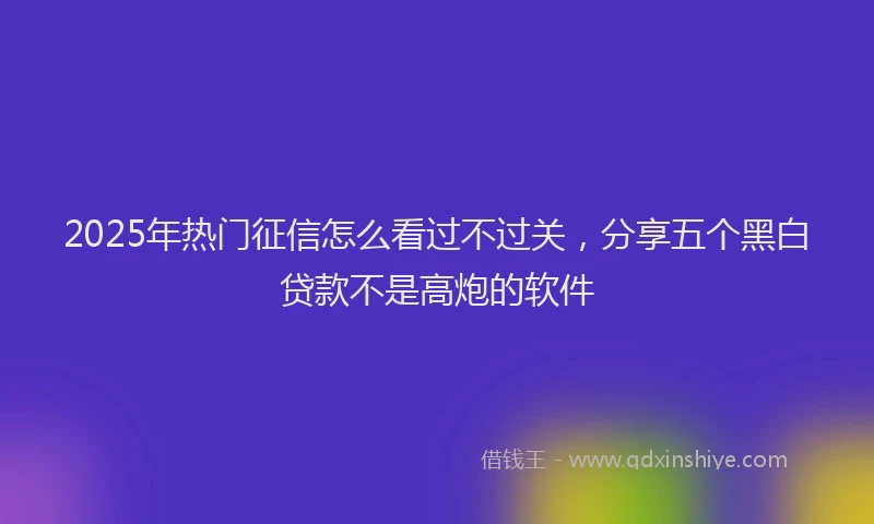 2025年热门征信怎么看过不过关，分享五个黑白贷款不是高炮的软件