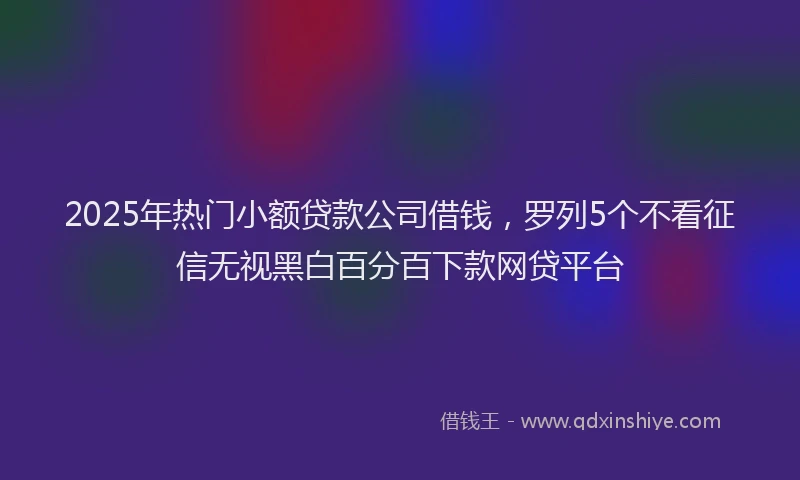 2025年热门小额贷款公司借钱，罗列5个不看征信无视黑白百分百下款网贷平台