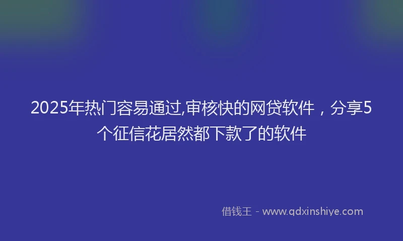 2025年热门容易通过,审核快的网贷软件，分享5个征信花居然都下款了的软件