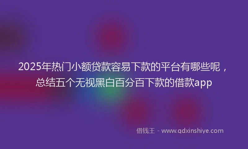 2025年热门小额贷款容易下款的平台有哪些呢，总结五个无视黑白百分百下款的借款app