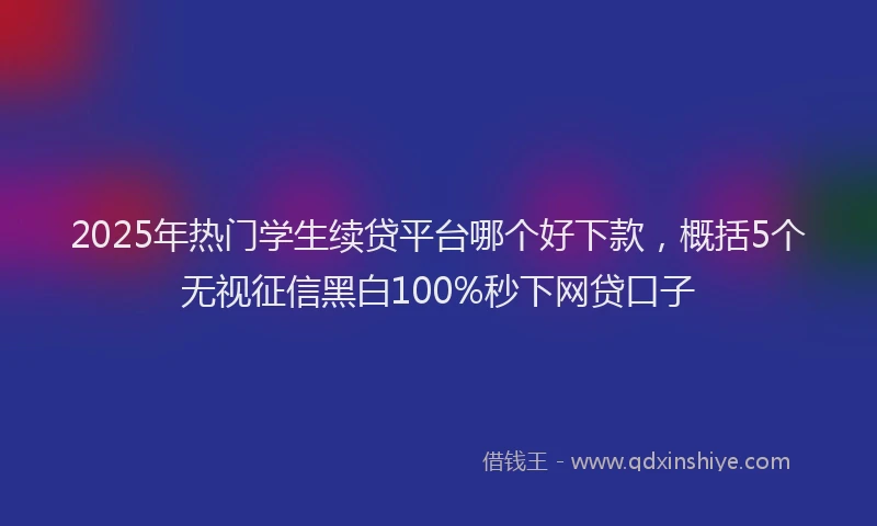 2025年热门学生续贷平台哪个好下款，概括5个无视征信黑白100%秒下网贷口子