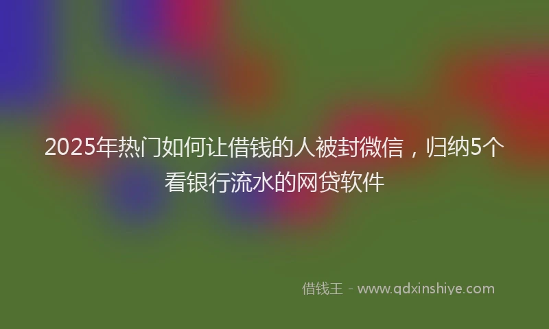 2025年热门如何让借钱的人被封微信，归纳5个看银行流水的网贷软件