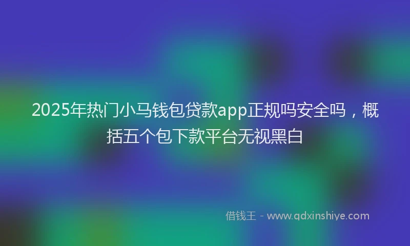 2025年热门小马钱包贷款app正规吗安全吗，概括五个包下款平台无视黑白