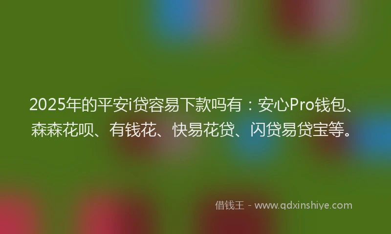 2025年的平安i贷容易下款吗有：安心Pro钱包、森森花呗、有钱花、快易花贷、闪贷易贷宝等。
