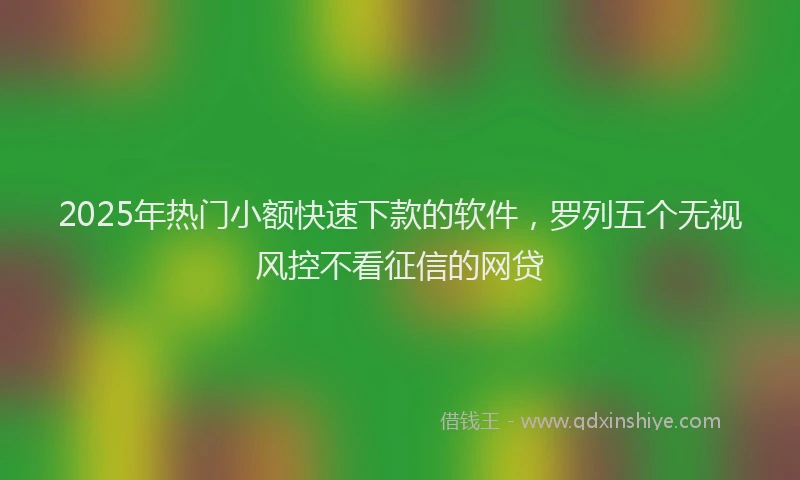 2025年热门小额快速下款的软件，罗列五个无视风控不看征信的网贷