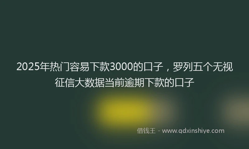 2025年热门容易下款3000的口子，罗列五个无视征信大数据当前逾期下款的口子