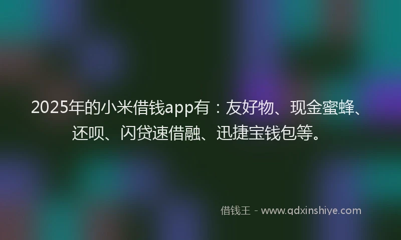 2025年的小米借钱app有：友好物、现金蜜蜂、还呗、闪贷速借融、迅捷宝钱包等。