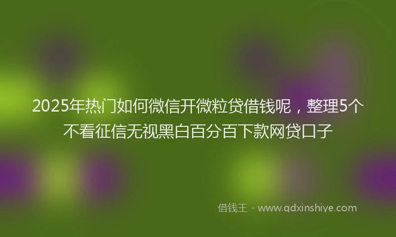 2025年热门如何微信开微粒贷借钱呢，整理5个不看征信无视黑白百分百下款网贷口子