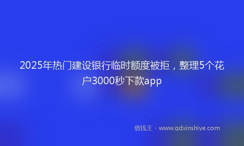 2025年热门建设银行临时额度被拒，整理5个花户3000秒下款app
