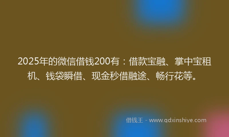 2025年的微信借钱200有：借款宝融、掌中宝租机、钱袋瞬借、现金秒借融途、畅行花等。