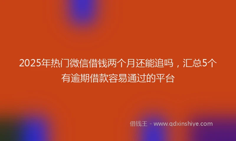 2025年热门微信借钱两个月还能追吗，汇总5个有逾期借款容易通过的平台