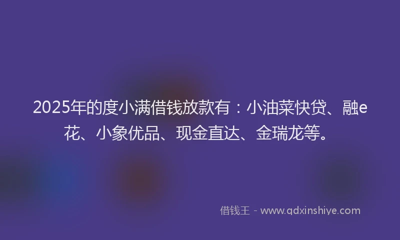 2025年的度小满借钱放款有：小油菜快贷、融e花、小象优品、现金直达、金瑞龙等。