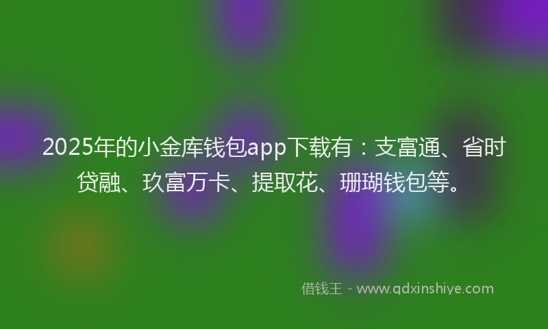 2025年的小金库钱包app下载有：支富通、省时贷融、玖富万卡、提取花、珊瑚钱包等。