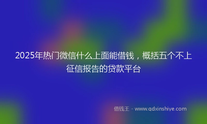 2025年热门微信什么上面能借钱，概括五个不上征信报告的贷款平台