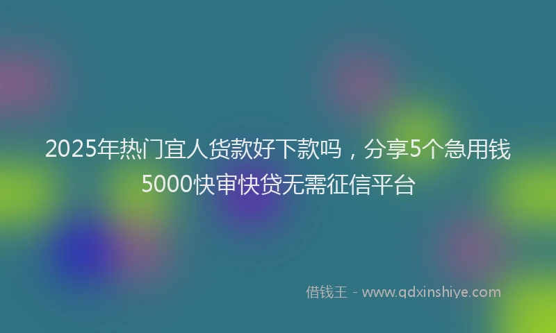 2025年热门宜人货款好下款吗，分享5个急用钱5000快审快贷无需征信平台