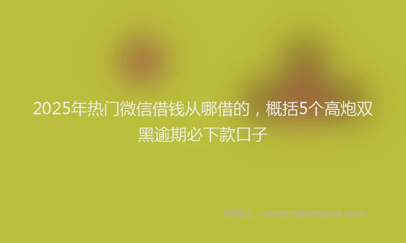 2025年热门微信借钱从哪借的，概括5个高炮双黑逾期必下款口子