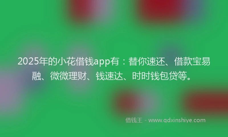 2025年的小花借钱app有：替你速还、借款宝易融、微微理财、钱速达、时时钱包贷等。