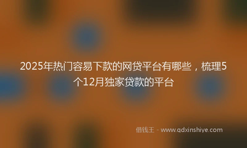 2025年热门容易下款的网贷平台有哪些，梳理5个12月独家贷款的平台