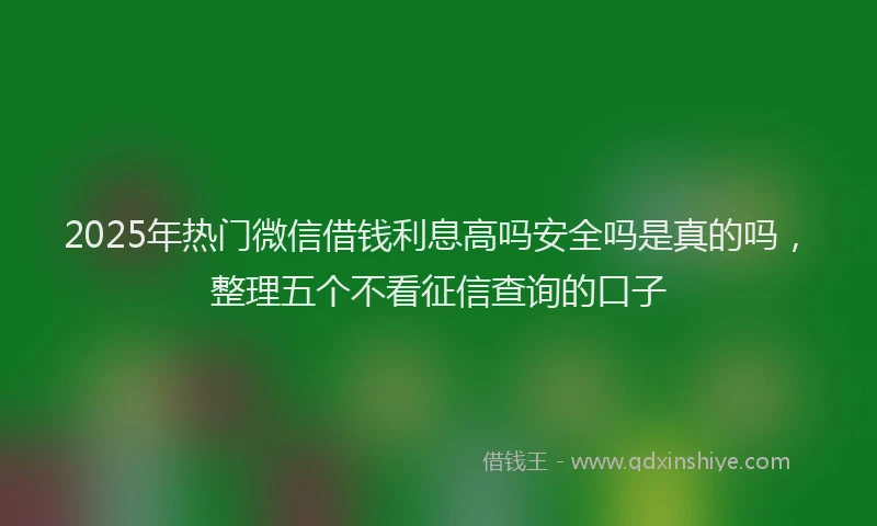 2025年热门微信借钱利息高吗安全吗是真的吗，整理五个不看征信查询的口子