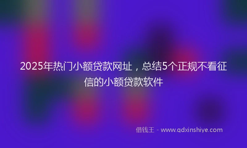 2025年热门小额贷款网址，总结5个正规不看征信的小额贷款软件