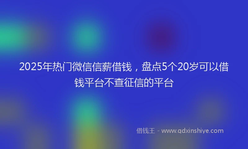 2025年热门微信信薪借钱，盘点5个20岁可以借钱平台不查征信的平台