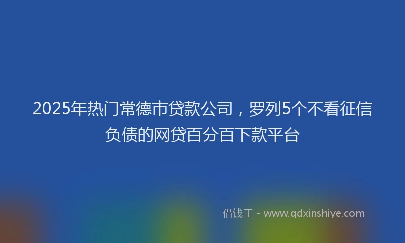 2025年热门常德市贷款公司，罗列5个不看征信负债的网贷百分百下款平台