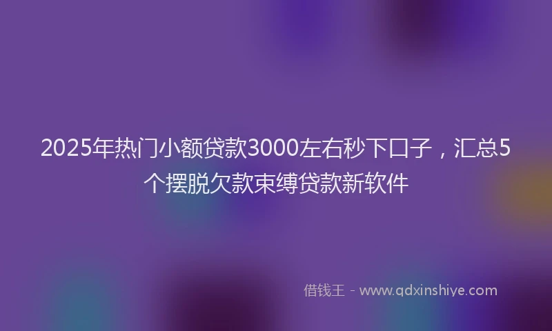 2025年热门小额贷款3000左右秒下口子，汇总5个摆脱欠款束缚贷款新软件
