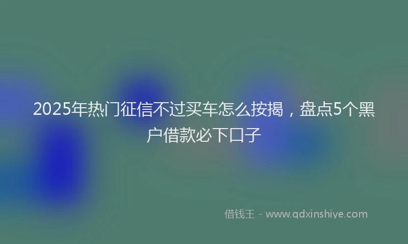 2025年热门征信不过买车怎么按揭，盘点5个黑户借款必下口子
