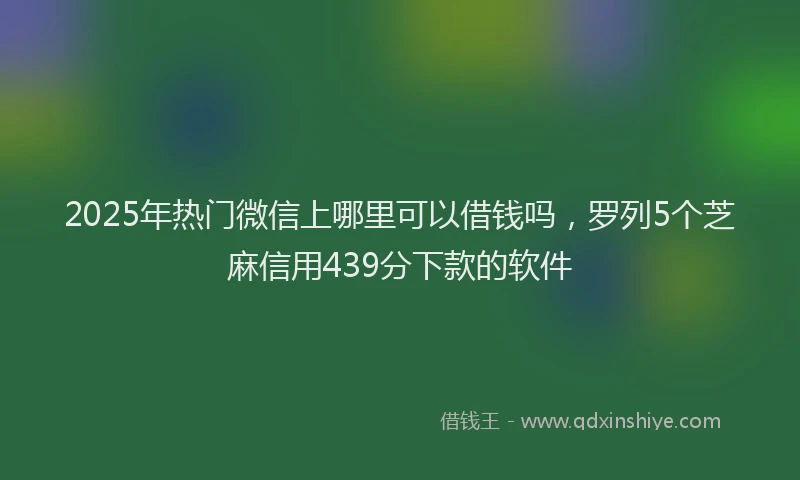 2025年热门微信上哪里可以借钱吗，罗列5个芝麻信用439分下款的软件