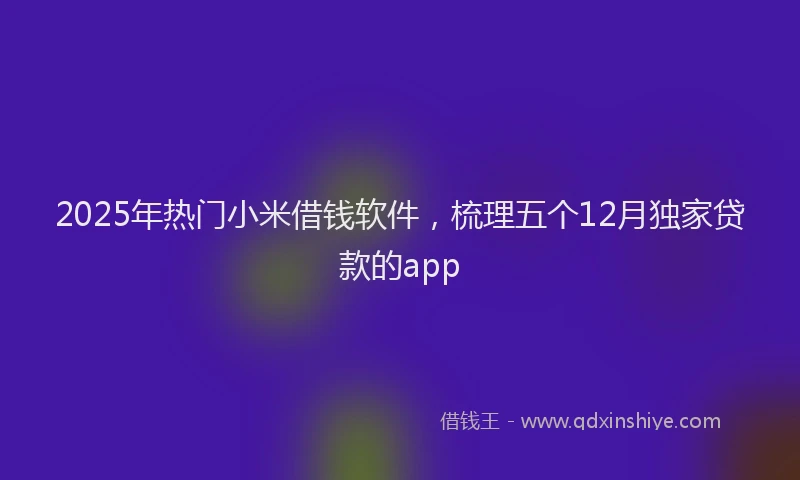2025年热门小米借钱软件，梳理五个12月独家贷款的app
