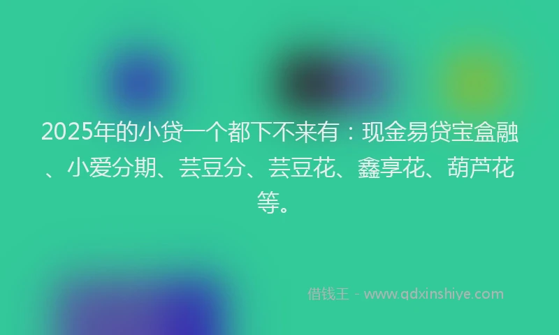 2025年的小贷一个都下不来有：现金易贷宝盒融、小爱分期、芸豆分、芸豆花、鑫享花、葫芦花等。