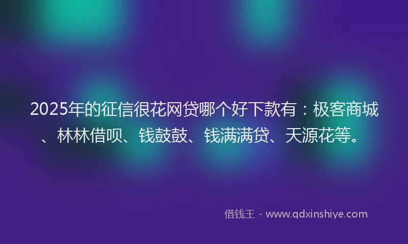 2025年的征信很花网贷哪个好下款有：极客商城、林林借呗、钱鼓鼓、钱满满贷、天源花等。