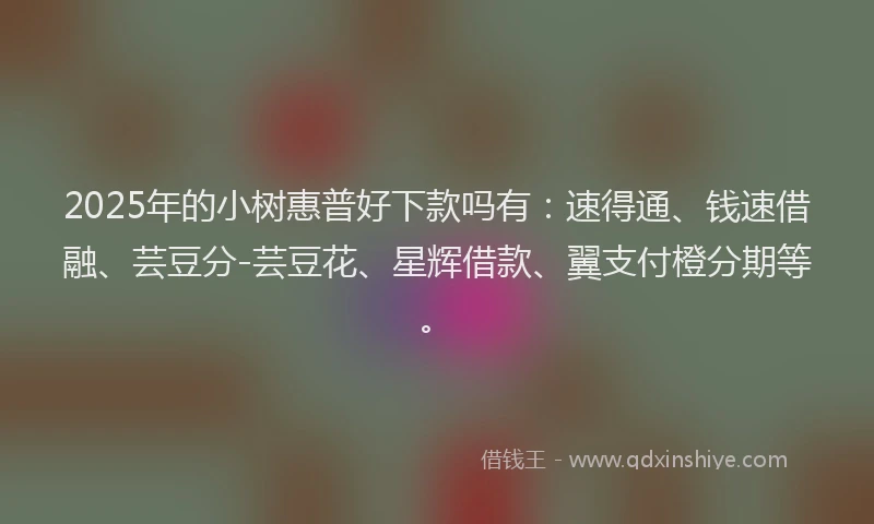 2025年的小树惠普好下款吗有：速得通、钱速借融、芸豆分-芸豆花、星辉借款、翼支付橙分期等。