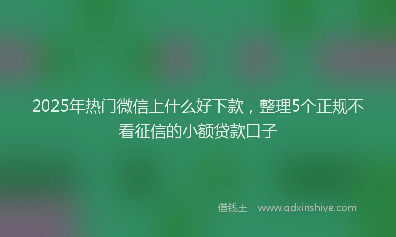 2025年热门微信上什么好下款，整理5个正规不看征信的小额贷款口子