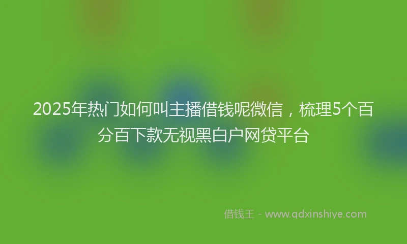 2025年热门如何叫主播借钱呢微信，梳理5个百分百下款无视黑白户网贷平台