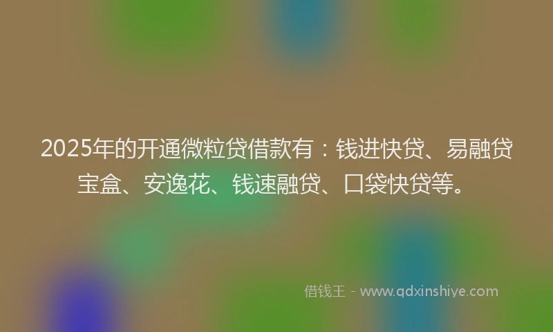 2025年的开通微粒贷借款有：钱进快贷、易融贷宝盒、安逸花、钱速融贷、口袋快贷等。