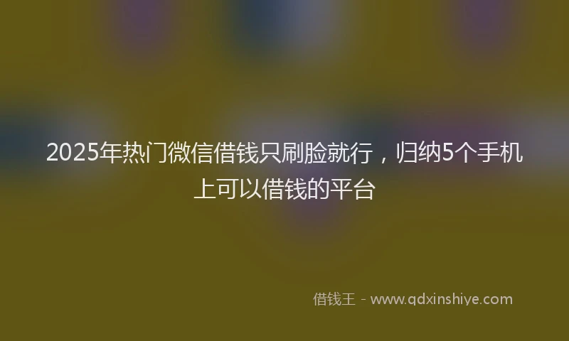 2025年热门微信借钱只刷脸就行，归纳5个手机上可以借钱的平台