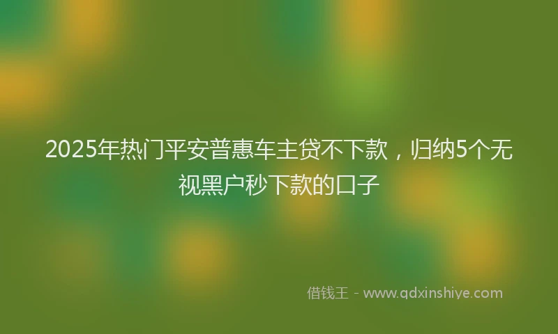 2025年热门平安普惠车主贷不下款，归纳5个无视黑户秒下款的口子