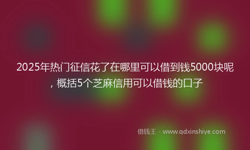 2025年热门征信花了在哪里可以借到钱5000块呢，概括5个芝麻信用可以借钱的口子