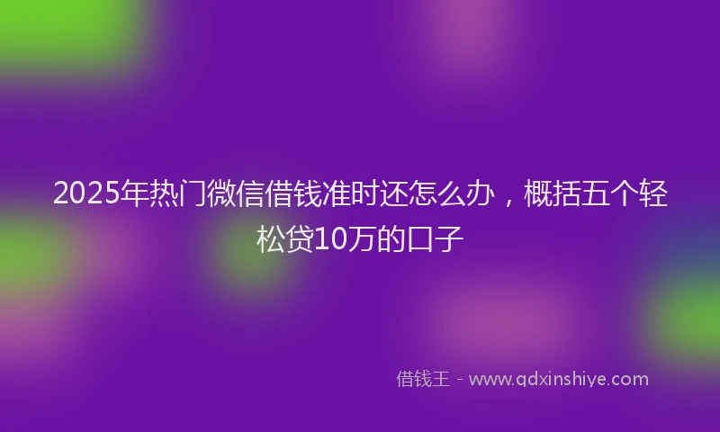 2025年热门微信借钱准时还怎么办，概括五个轻松贷10万的口子