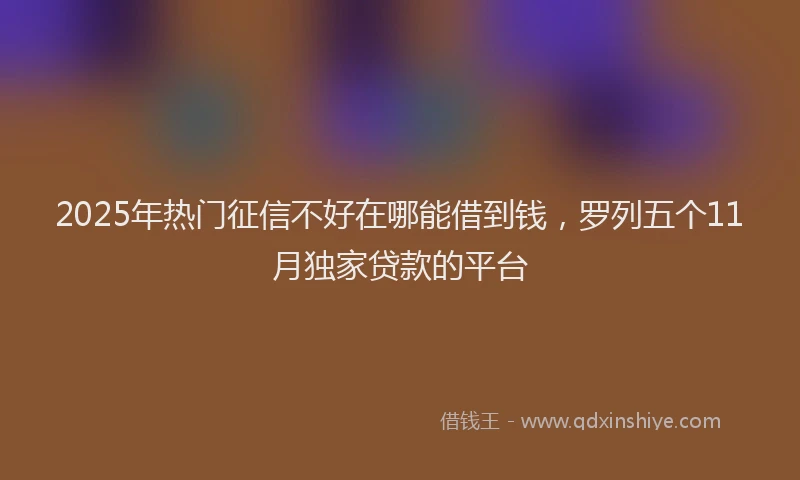 2025年热门征信不好在哪能借到钱，罗列五个11月独家贷款的平台