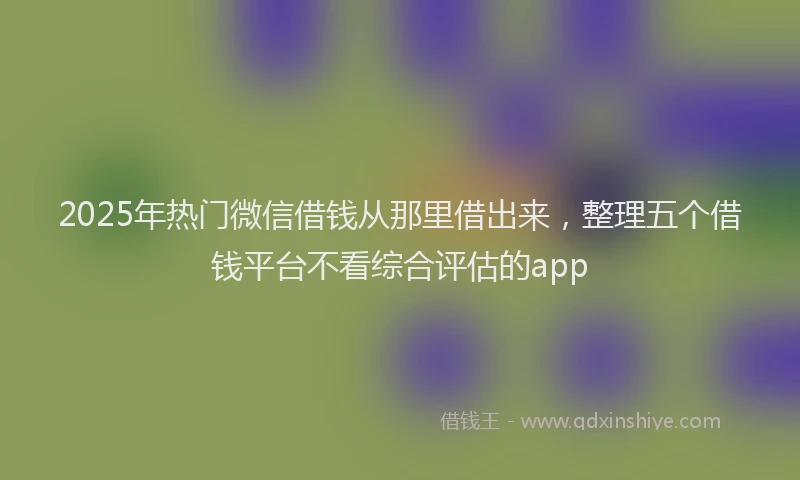 2025年热门微信借钱从那里借出来，整理五个借钱平台不看综合评估的app