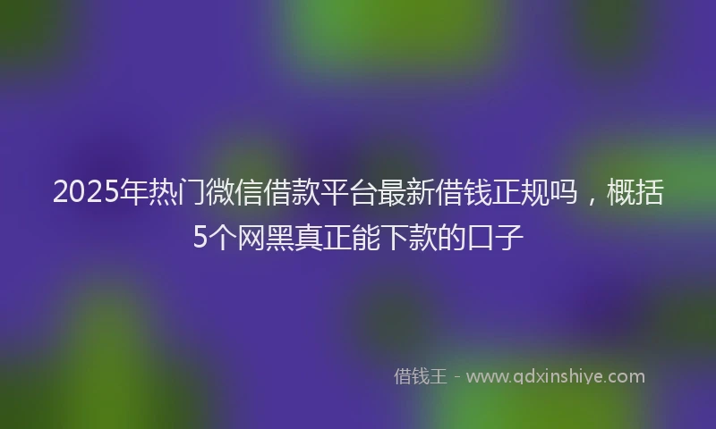 2025年热门微信借款平台最新借钱正规吗，概括5个网黑真正能下款的口子