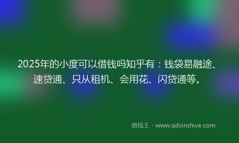 2025年的小度可以借钱吗知乎有：钱袋易融途、速贷通、只从租机、会用花、闪贷通等。