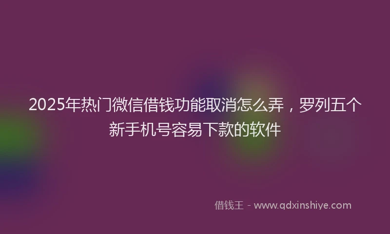 2025年热门微信借钱功能取消怎么弄，罗列五个新手机号容易下款的软件