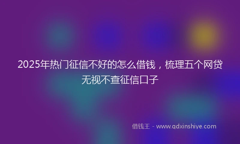 2025年热门征信不好的怎么借钱，梳理五个网贷无视不查征信口子